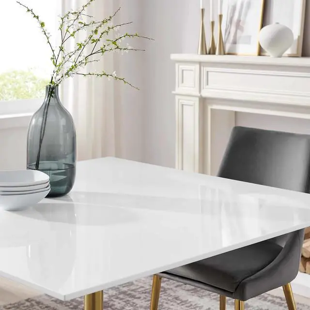 Alt view image 10 of 11 - Lippa 47" Square Dining Table - Gold White