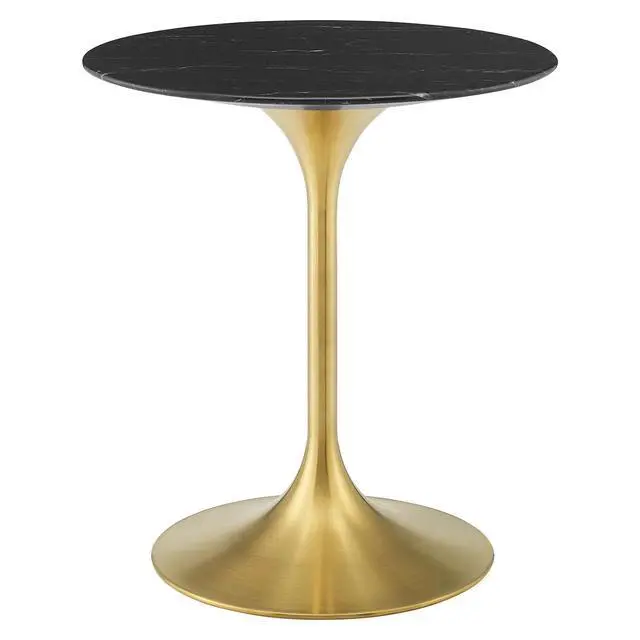 Alt view image 7 of 7 - Lippa 28" Artificial Marble Dining Table Black Black EEI-4867-BLK-BLK