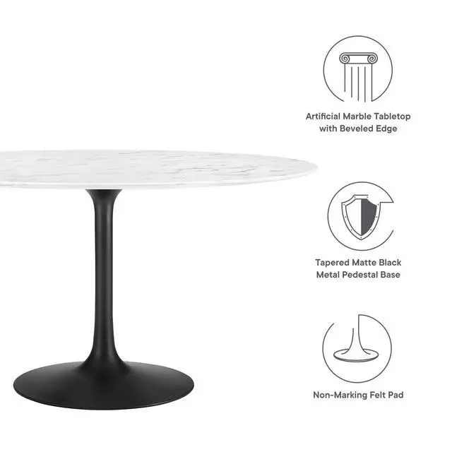 Alt view image 7 of 10 - Lippa 54" Round Artificial Marble Dining Table