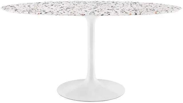 Main image of Lippa 60" Oval Terrazzo Dining Table White White EEI-5734-WHI-WHI