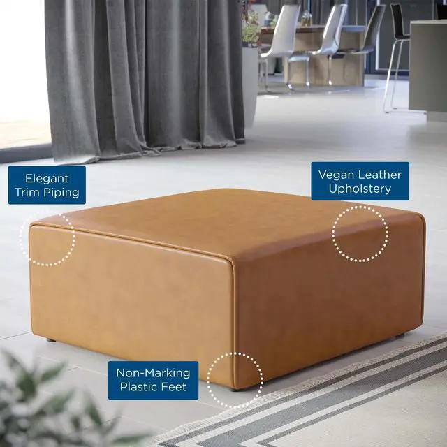 Alt view image 11 of 13 - Mingle Vegan Leather Ottoman Tan