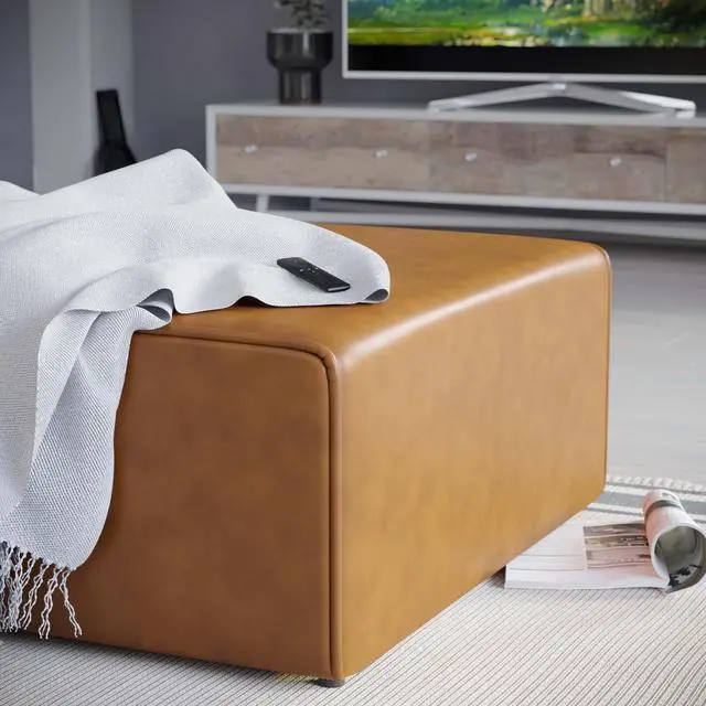 Alt view image 12 of 13 - Mingle Vegan Leather Ottoman Tan