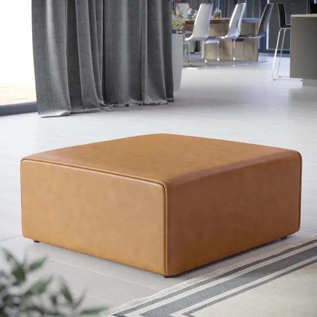 Alt view image 13 of 13 - Mingle Vegan Leather Ottoman Tan