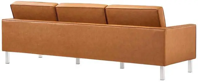 Alt view image 4 of 7 - Loft Tufted Vegan Leather Sofa and Ottoman Set Silver Tan EEI-6410-SLV-TAN-SET