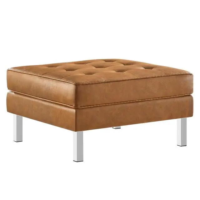 Alt view image 5 of 7 - Loft Tufted Vegan Leather Sofa and Ottoman Set Silver Tan EEI-6410-SLV-TAN-SET