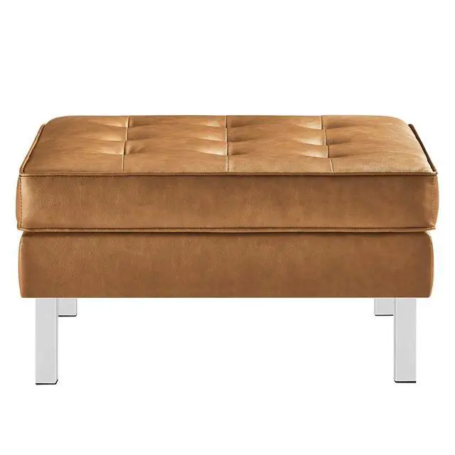 Alt view image 6 of 7 - Loft Tufted Vegan Leather Sofa and Ottoman Set Silver Tan EEI-6410-SLV-TAN-SET