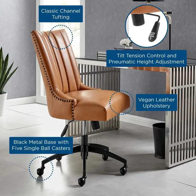 Alt view image 13 of 13 - Empower Channel Tufted Vegan Leather Office Chair