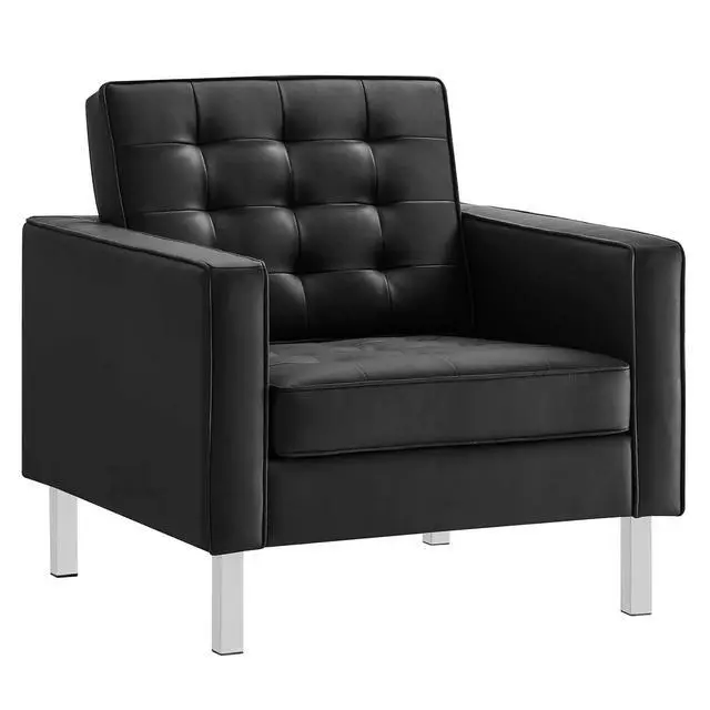 Alt view image 6 of 12 - Loft Tufted Upholstered Faux Leather Armchair