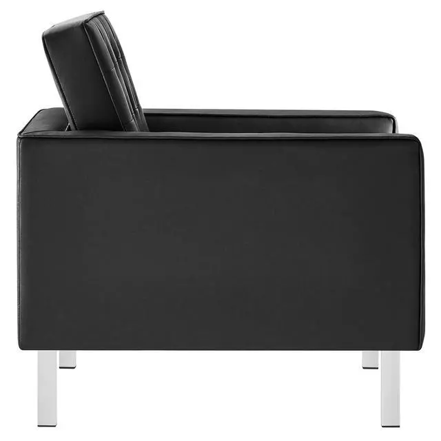 Alt view image 7 of 12 - Loft Tufted Upholstered Faux Leather Armchair