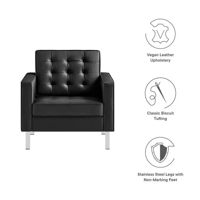 Alt view image 11 of 12 - Loft Tufted Upholstered Faux Leather Armchair