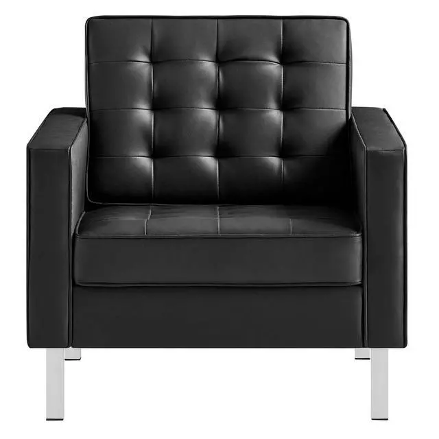 Alt view image 9 of 12 - Loft Tufted Upholstered Faux Leather Armchair