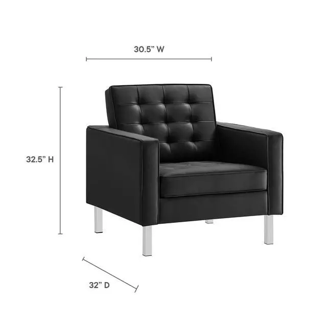 Alt view image 12 of 12 - Loft Tufted Upholstered Faux Leather Armchair