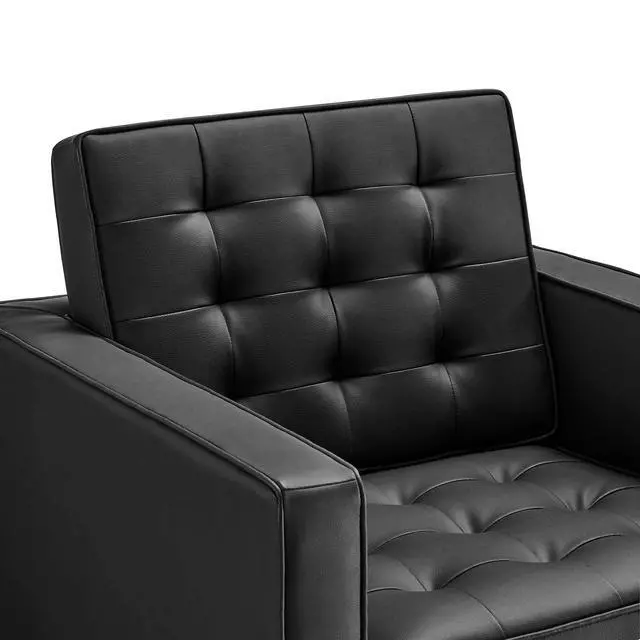 Alt view image 10 of 12 - Loft Tufted Upholstered Faux Leather Armchair