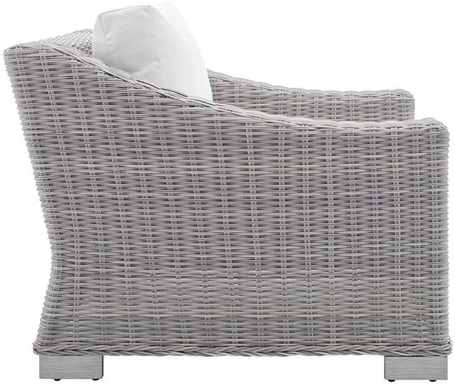 Alt view image 8 of 13 - Conway Sunbrella Outdoor Patio Wicker Rattan Armchair Light Gray White