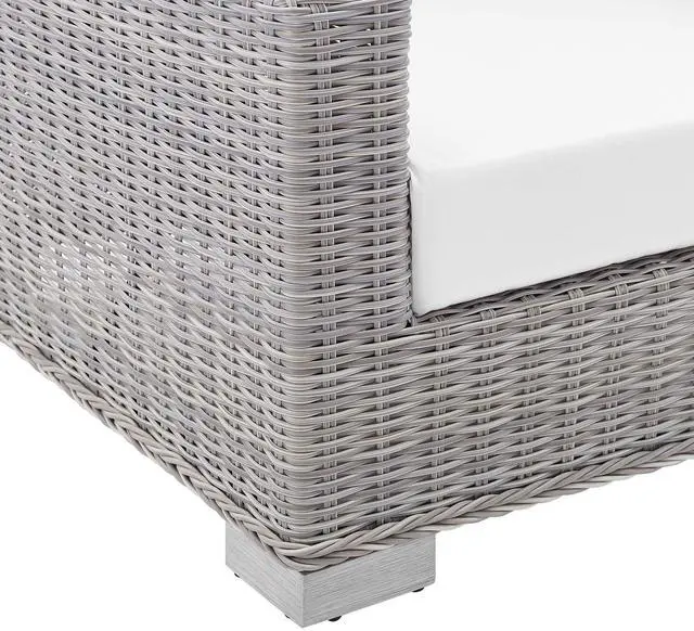 Alt view image 11 of 13 - Conway Sunbrella Outdoor Patio Wicker Rattan Armchair Light Gray White