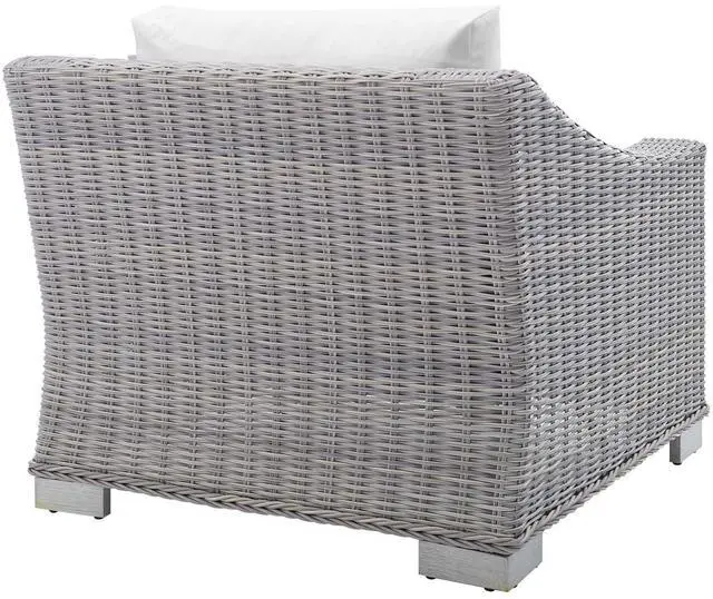 Alt view image 9 of 13 - Conway Sunbrella Outdoor Patio Wicker Rattan Armchair Light Gray White