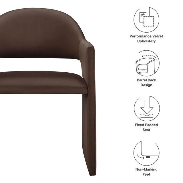 Alt view image 3 of 7 - Talia Performance Velvet Dining Armchair by Modway