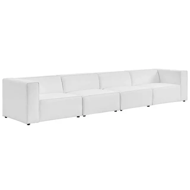 Alt view image 7 of 13 - Mingle Vegan Leather 4-Piece Sectional Sofa White