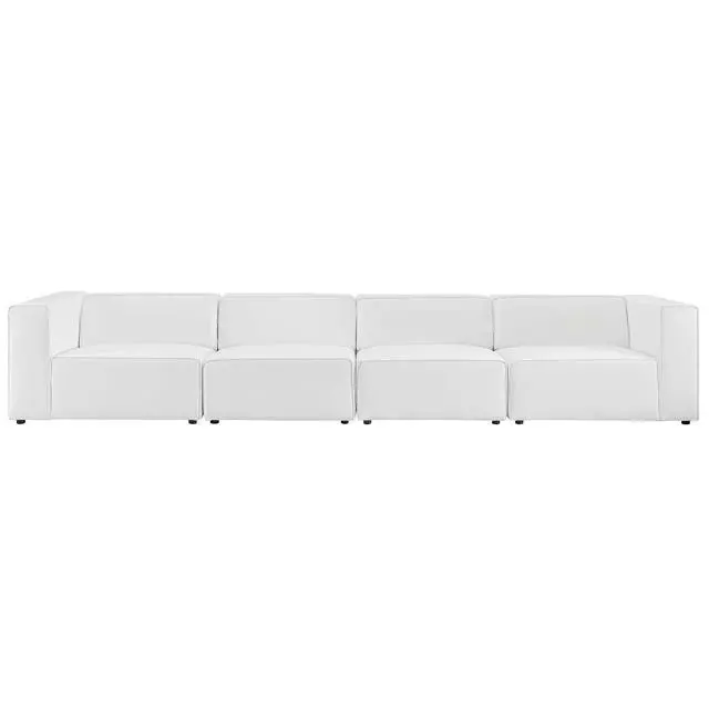 Alt view image 8 of 13 - Mingle Vegan Leather 4-Piece Sectional Sofa White