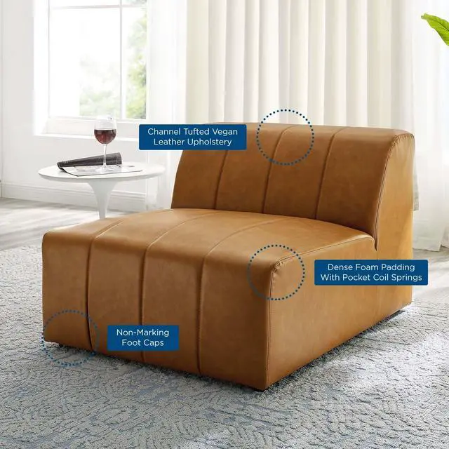 Alt view image 13 of 13 - Bartlett Vegan Leather Armless Chair Tan