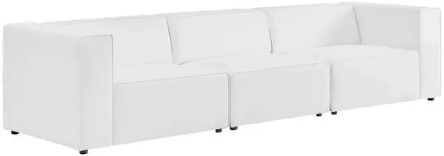 Alt view image 7 of 13 - Mingle Vegan Leather 3-Piece Sectional Sofa White