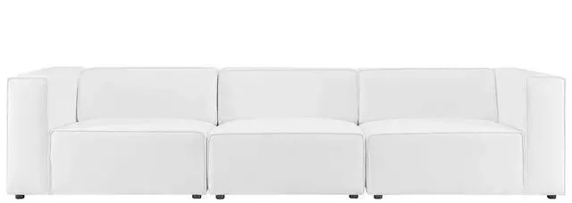Alt view image 8 of 13 - Mingle Vegan Leather 3-Piece Sectional Sofa White