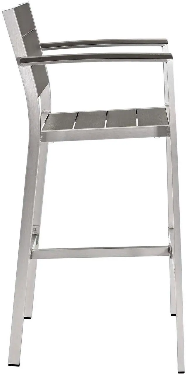 Alt view image 3 of 7 - Shore 3 Piece Outdoor Patio Aluminum Pub Set Silver Gray EEI-3157-SLV-GRY-SET