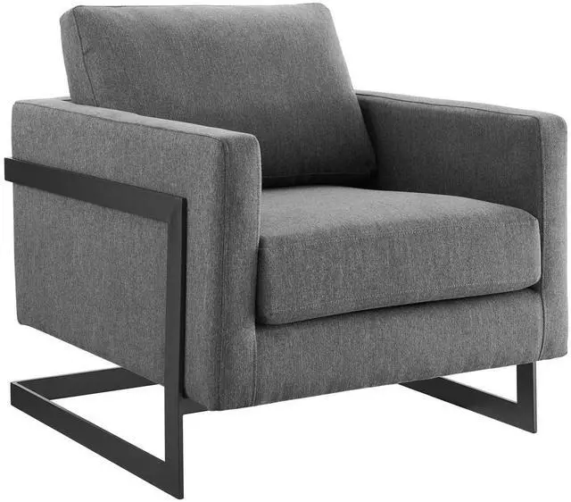 Alt view image 7 of 13 - Posse Upholstered Fabric Accent Chair Black Charcoal