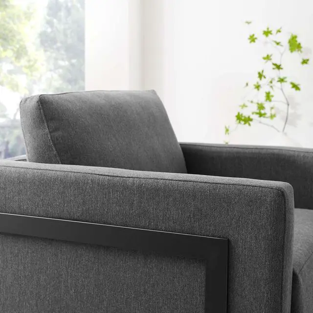 Alt view image 12 of 13 - Posse Upholstered Fabric Accent Chair Black Charcoal