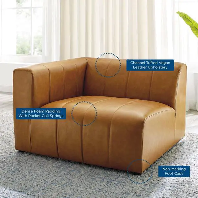Alt view image 13 of 13 - Bartlett Vegan Leather Left-Arm Chair Tan