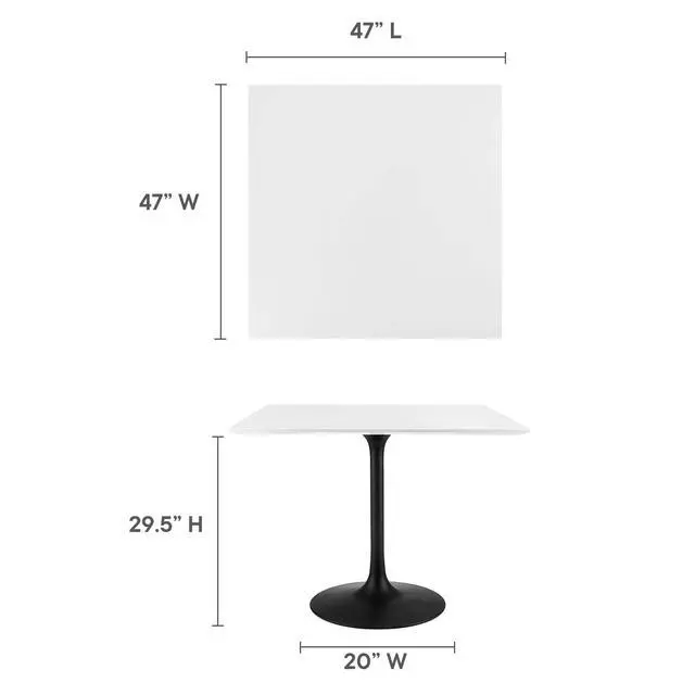 Alt view image 5 of 7 - Lippa 36" Square Wood Top Dining Table Black White EEI-3514-BLK-WHI