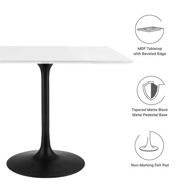 Alt view image 4 of 7 - Lippa 36" Square Wood Top Dining Table Black White EEI-3514-BLK-WHI
