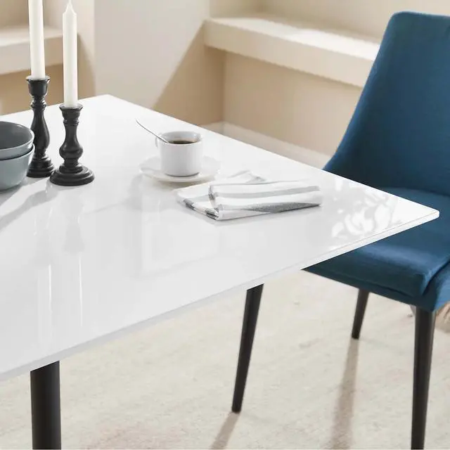Alt view image 6 of 7 - Lippa 36" Square Wood Top Dining Table Black White EEI-3514-BLK-WHI
