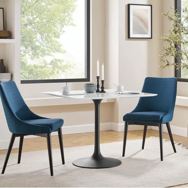 Alt view image 7 of 7 - Lippa 36" Square Wood Top Dining Table Black White EEI-3514-BLK-WHI