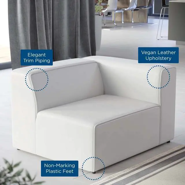 Alt view image 12 of 13 - Mingle Vegan Leather Right-Arm Chair White