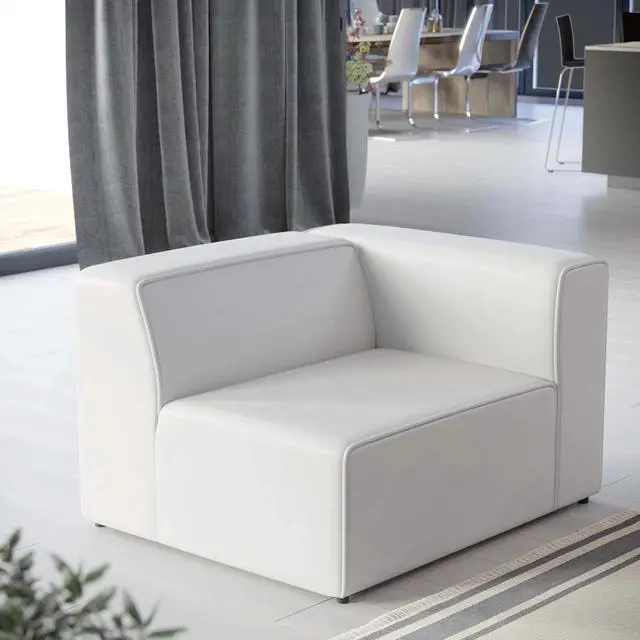 Alt view image 13 of 13 - Mingle Vegan Leather Right-Arm Chair White