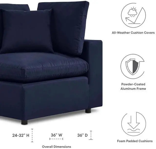 Alt view image 9 of 10 - Commix Overstuffed Outdoor Patio Corner Chair