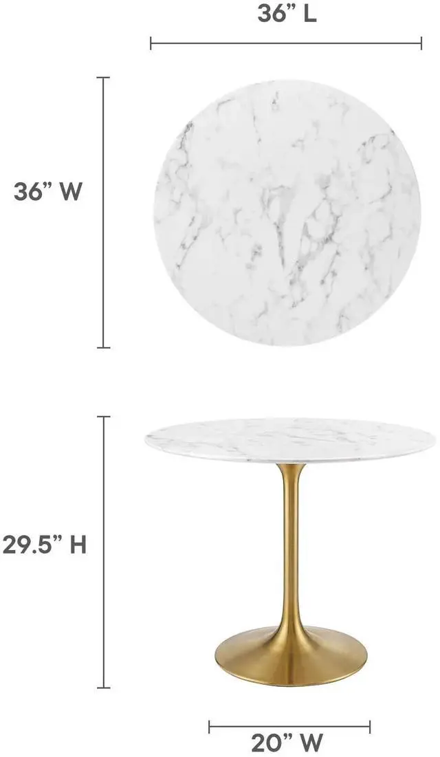 Alt view image 9 of 11 - Lippa 36" Round Dining Table - Gold White