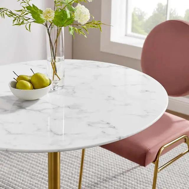 Alt view image 10 of 11 - Lippa 36" Round Dining Table - Gold White