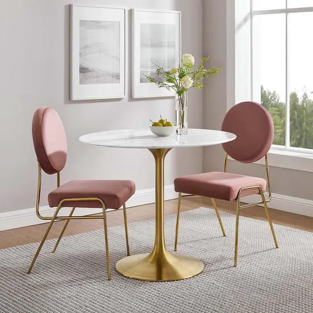 Alt view image 11 of 11 - Lippa 36" Round Dining Table - Gold White