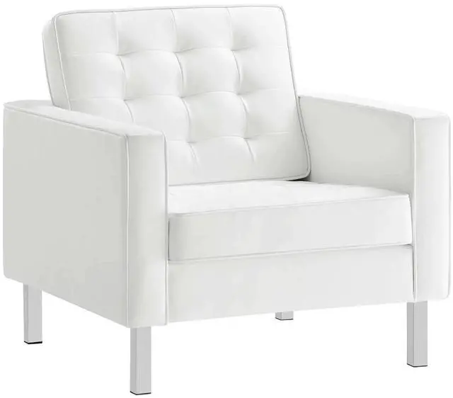 Alt view image 6 of 12 - Loft Tufted Upholstered Faux Leather Armchair