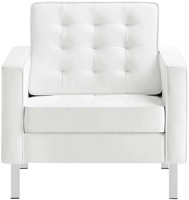 Alt view image 9 of 12 - Loft Tufted Upholstered Faux Leather Armchair