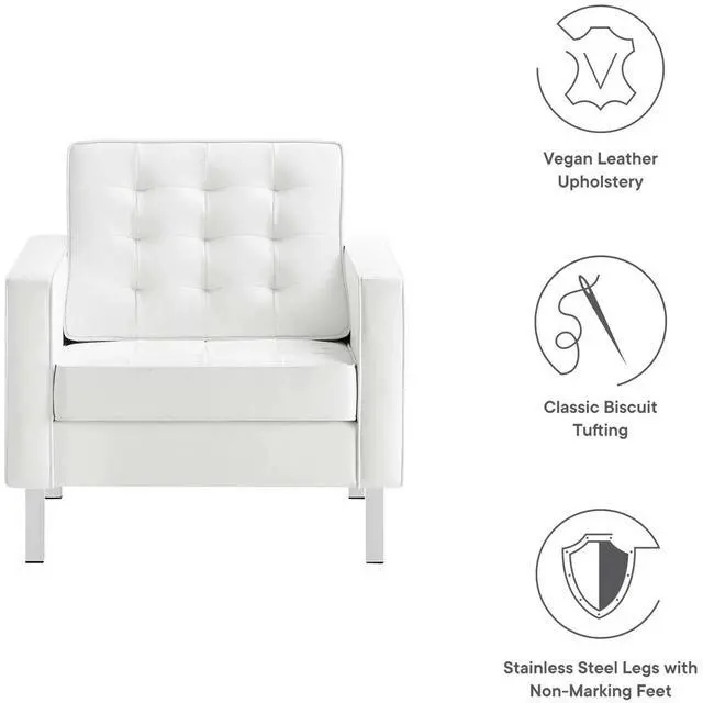 Alt view image 11 of 12 - Loft Tufted Upholstered Faux Leather Armchair