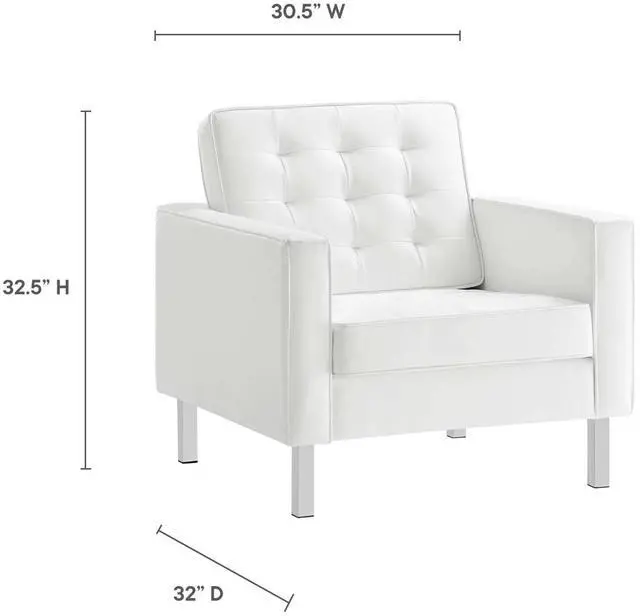 Alt view image 12 of 12 - Loft Tufted Upholstered Faux Leather Armchair