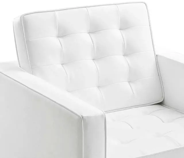 Alt view image 10 of 12 - Loft Tufted Upholstered Faux Leather Armchair