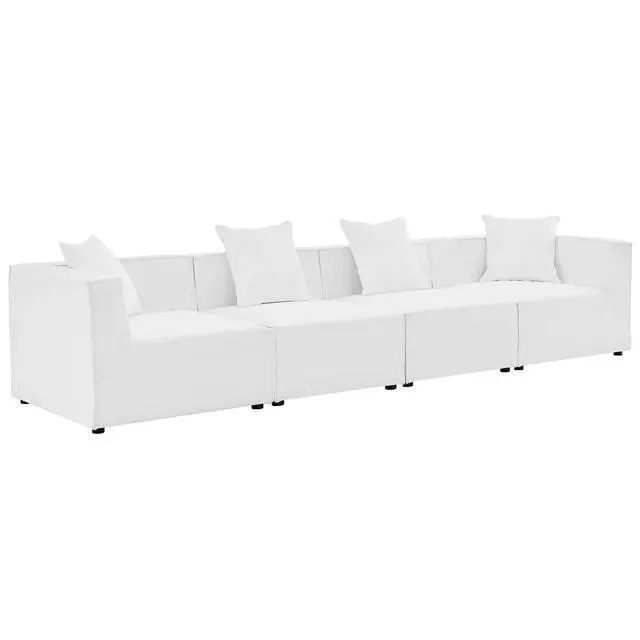 Alt view image 7 of 13 - Saybrook Outdoor Patio Upholstered 4-Piece Sectional Sofa White