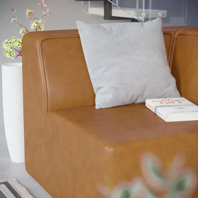 Alt view image 13 of 13 - Mingle Vegan Leather Corner Chair Tan