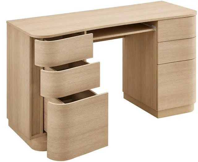Alt view image 6 of 7 - Mirae 6-Drawer Curved Office Desk by Modway ? Contemporary Executive Workstation Table