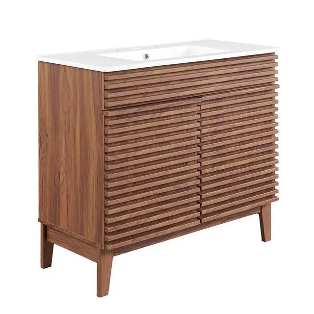 Alt view image 7 of 13 - Render 36" Bathroom Vanity Walnut White