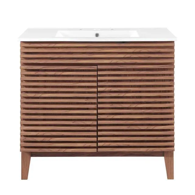 Alt view image 9 of 13 - Render 36" Bathroom Vanity Walnut White